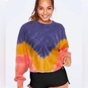 PINK VICTORIA'S SECRET Colorful Tie-Dye Sweatshirt